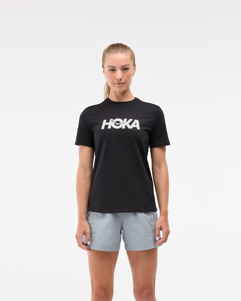 HOKA Women's Core Logo CTN SS Tee Shirt in Black, Size XL