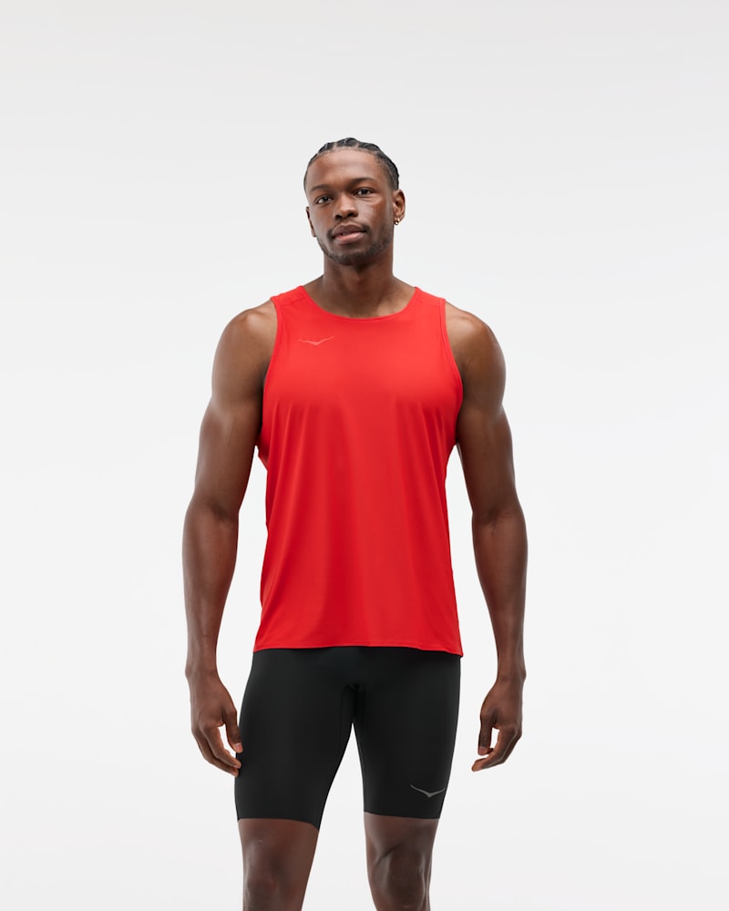HOKA Men's Airolite Tank 2.0 Top in Vermillion, Size Large