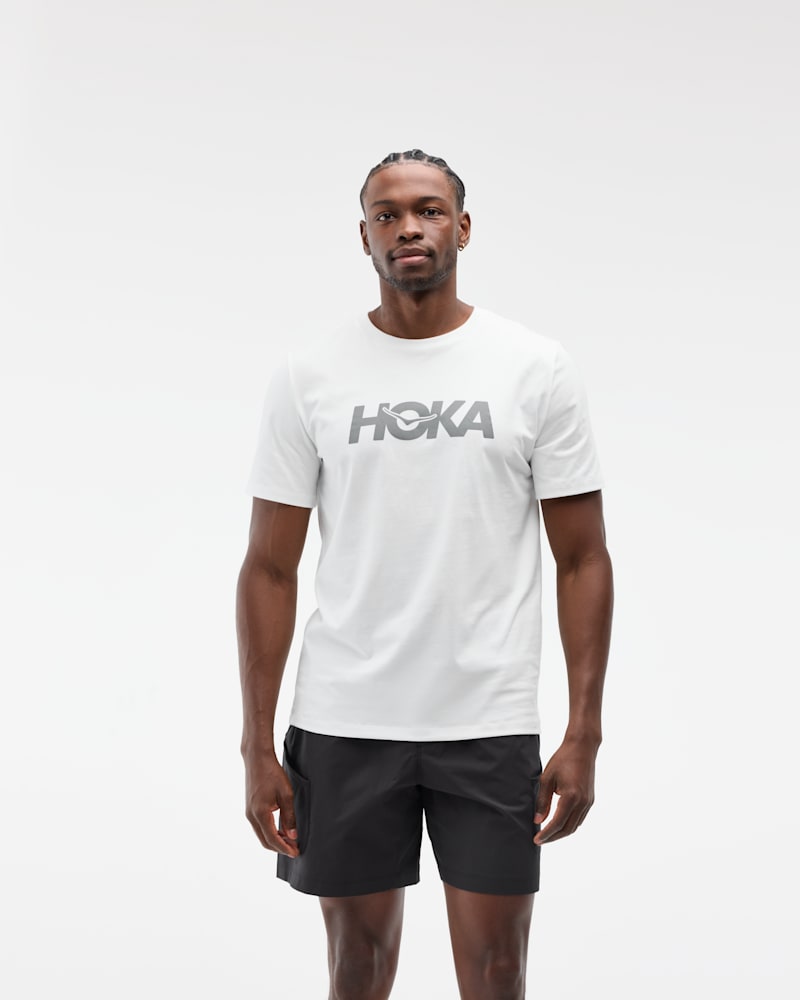 HOKA Men's Core Logo CTN SS Tee Shirt in White, Size XXL