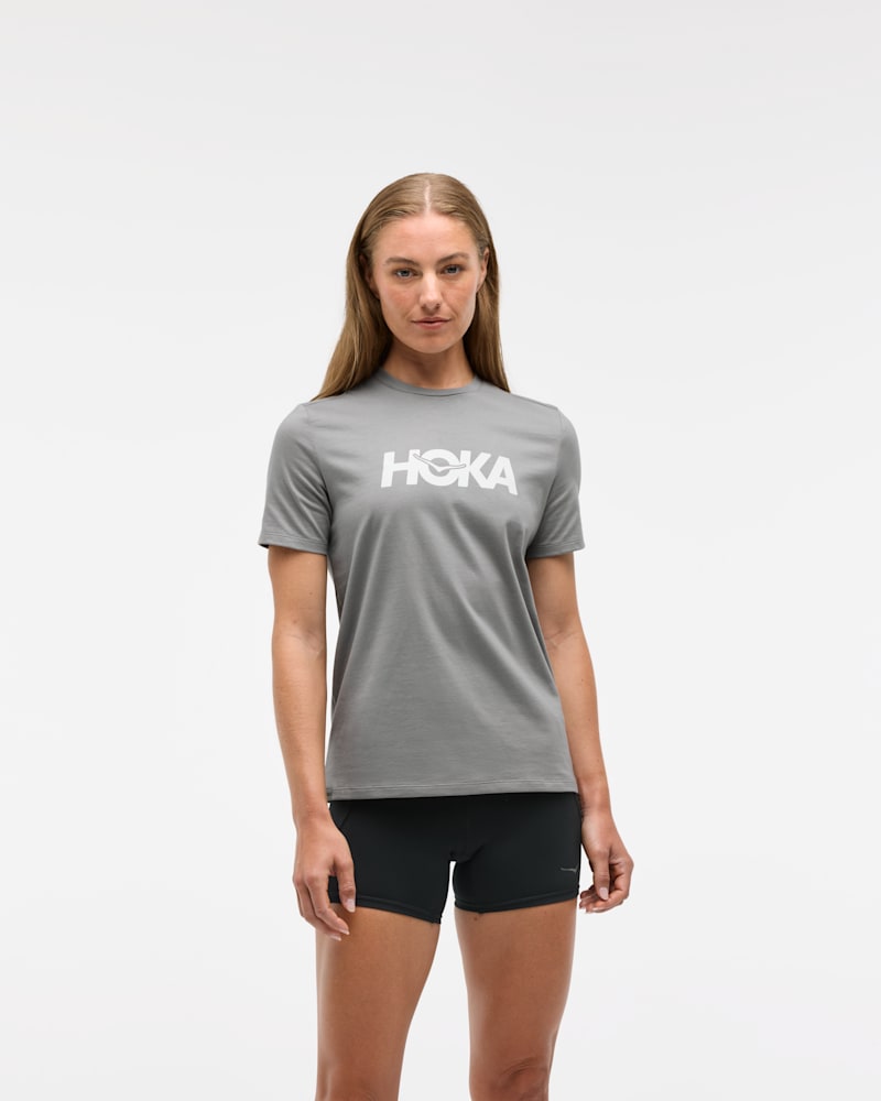 HOKA Women's Core Logo CTN SS Tee Shirt in Galactic Grey, Size Small