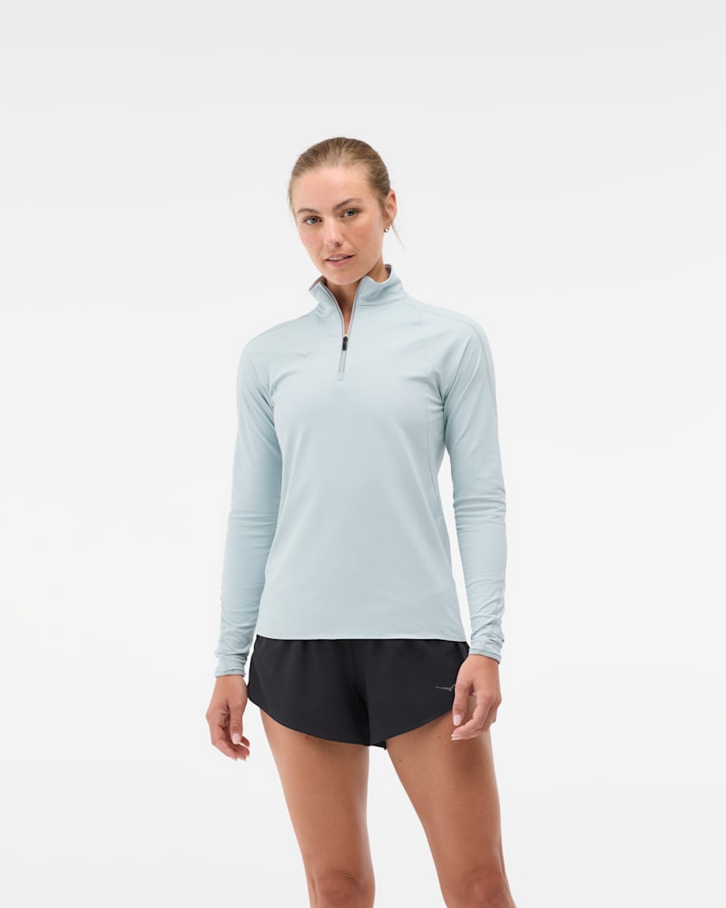 HOKA Women's GlideTech Quarter Zip in Mineral Blue, Size XS