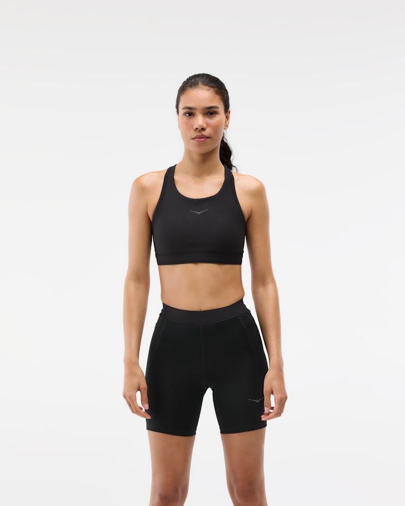 HOKA Women's Hupana Sports Bra in Black/Black, Size Medium