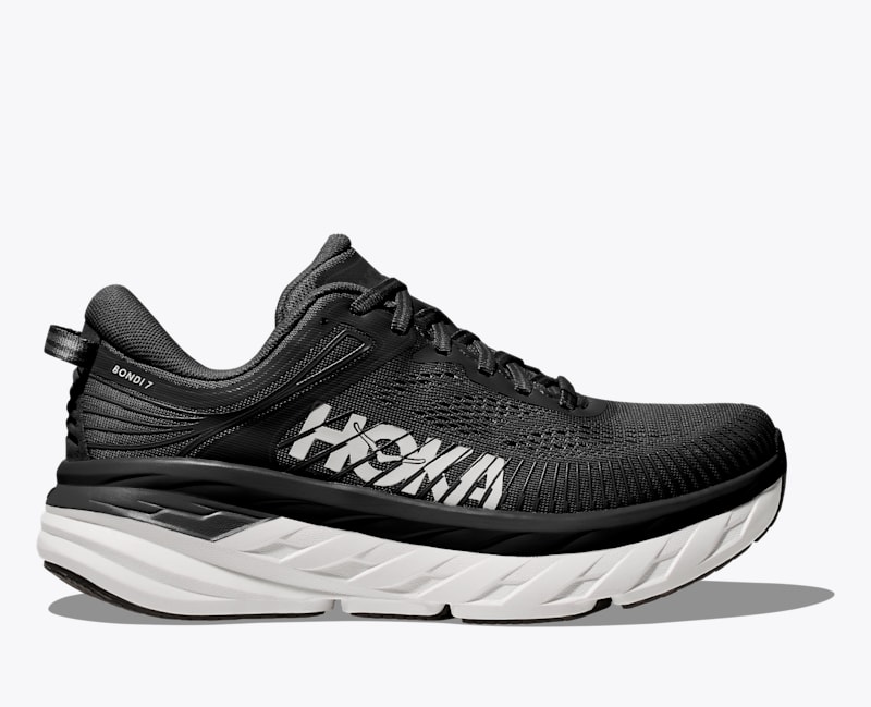 HOKA Men's Bondi 7 Shoes in Black/White, Size 11.5