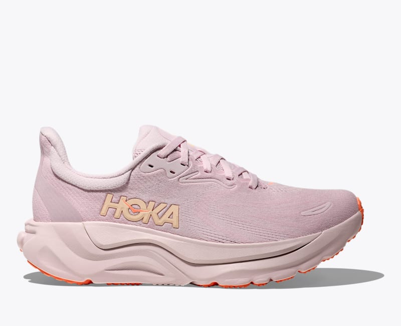 HOKA Women's Arahi 8 Shoes in Lilac Cream/Neon Cantaloupe, Size 5.5