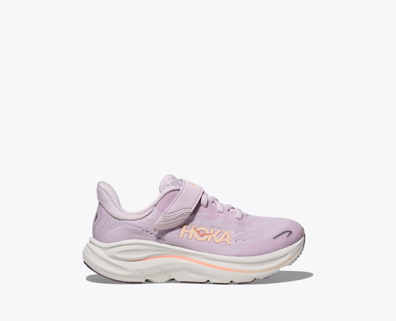HOKA Clifton 10 Shoes in Lilac Cream/Tangerine Glow, Size 13.5K
