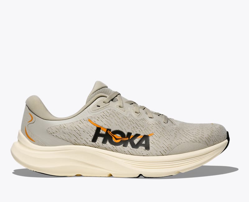 HOKA Men's Solimar 2 Shoes in Oyster Mushroom/Vintage Yellow, Size 10.5