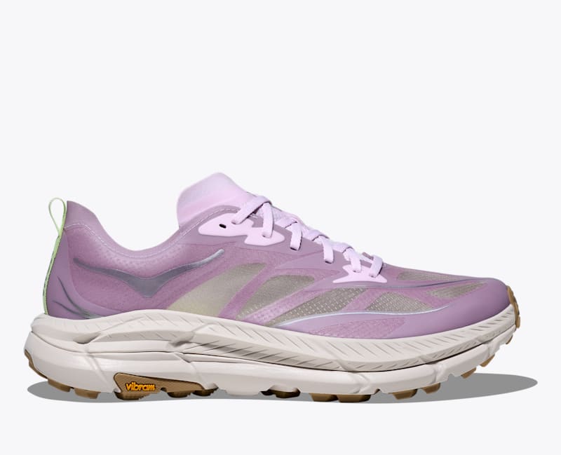 HOKA Mafate Speed 4 Lite Shoes in Lilac Cream/Stucco, Size M 10/W 11