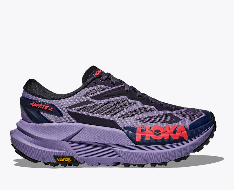 HOKA Women's Mafate X Shoes in Berry Jam/Squid Ink, Size 8.5