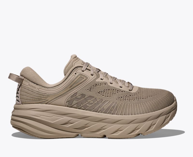 HOKA Men's Bondi 7 Shoes in Raw Linen/Raw Linen, Size 9