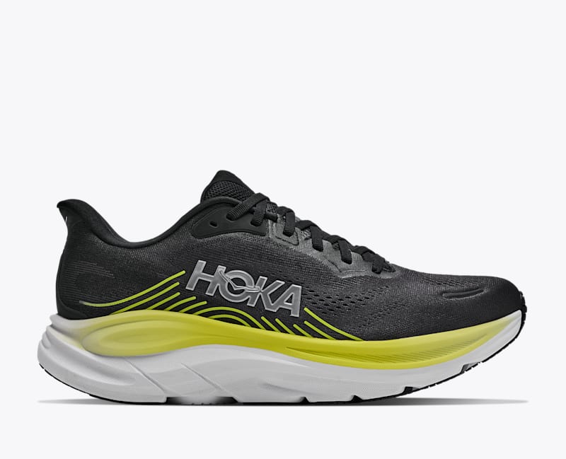 HOKA Men's Clifton 11 Shoes in Black/Cosmic Grey, Size 9.5 W