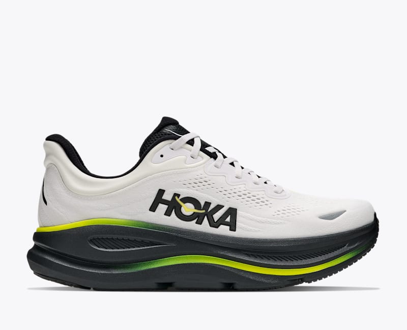 HOKA Men's Bondi 9 Shoes in White/Citrus, Size 9.5