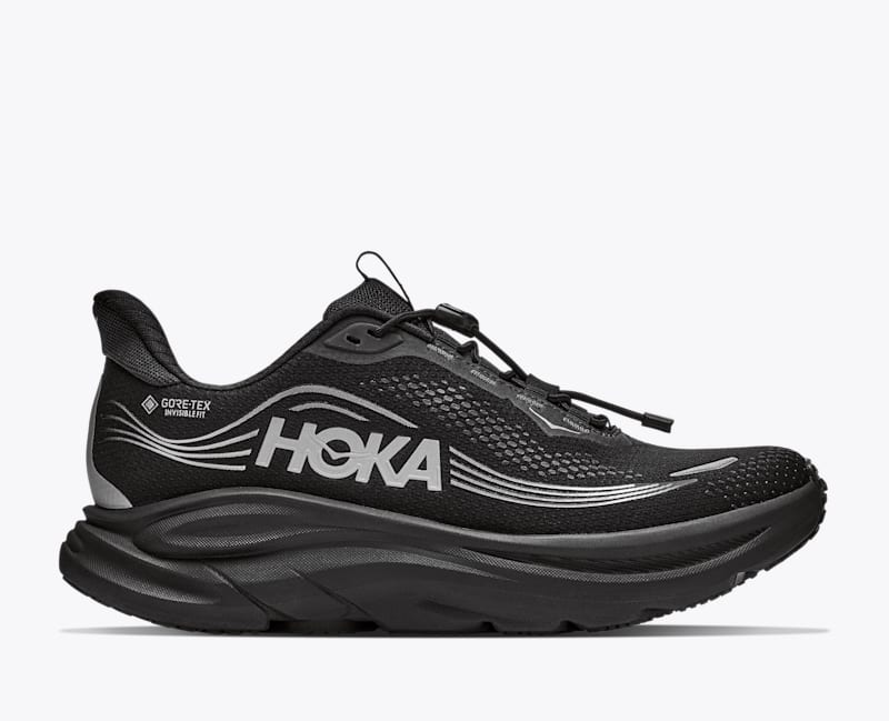 HOKA Men's Clifton 11 GTX Shoes in Black/Black, Size 14 W