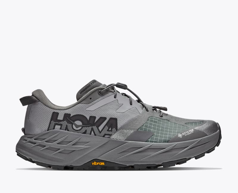 HOKA Men's Speedgoat 7 GTX Shoes in Asteroid/Galactic Grey, Size 7.5