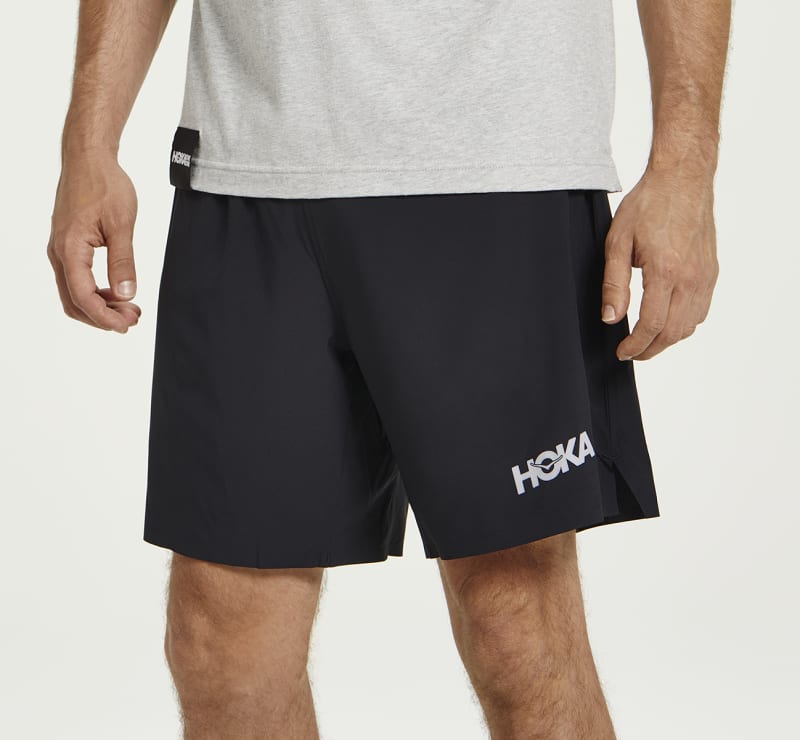 HOKA Men's Glide 7" Short in Black, Size Medium
