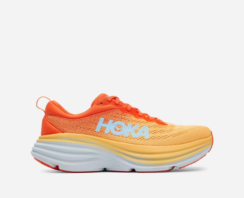 HOKA Men's Bondi 8 Road Running Shoes in Puffin's Bill/Amber Yellow, Size 12