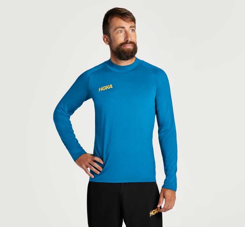 HOKA Midlayer aus Merinowolle für Herren in Diva Blue Größe M | Langarmshirts