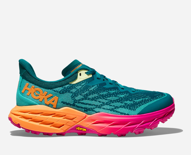 HOKA Women's Speedgoat 5 All-Terrain Running Shoes in Deep Lake/Ceramic, Size 9