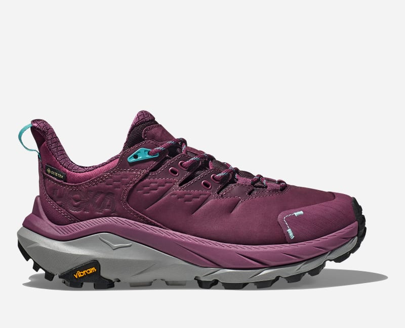 HOKA Women's Kaha 2 Low Gore-Tex Shoes in Grape Wine/Coastal Shade, Size 38 2/3