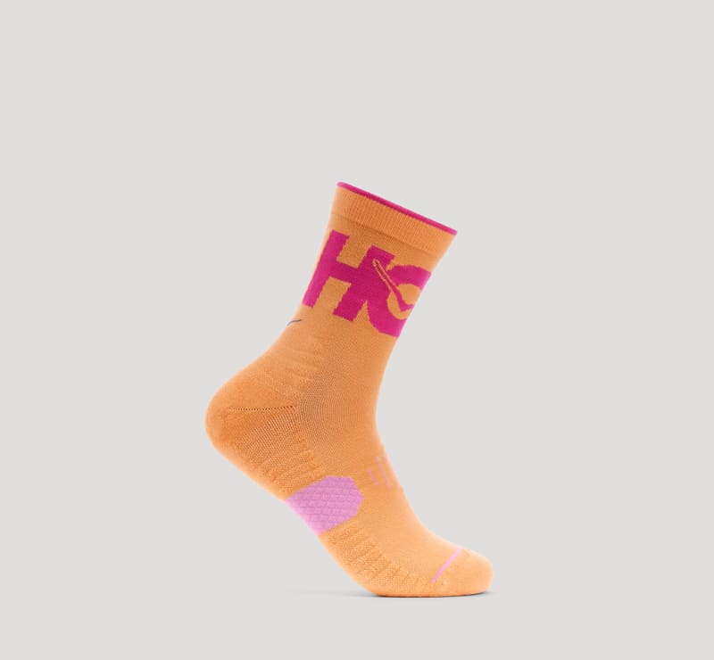 HOKA Chaussettes de running mi-hautes en Mock Orange Taille L