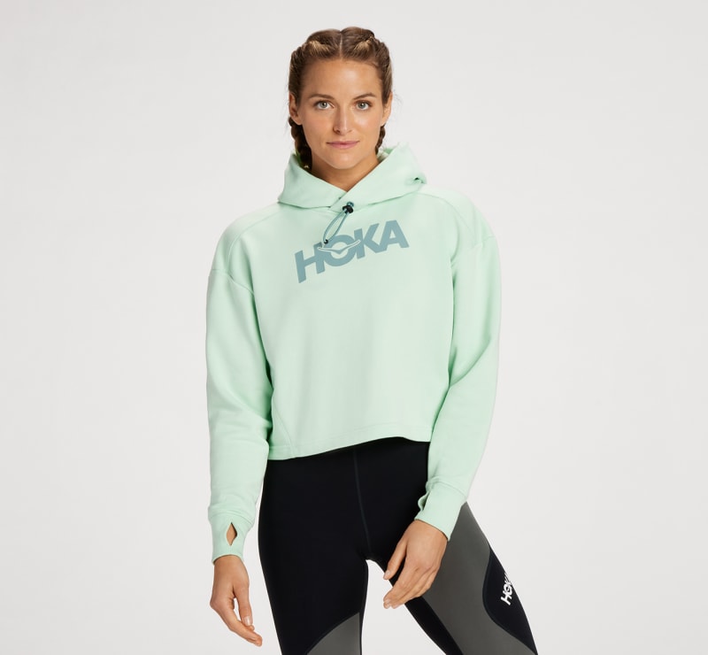 HOKA Women's Hoodie in Mist Green, Size Medium