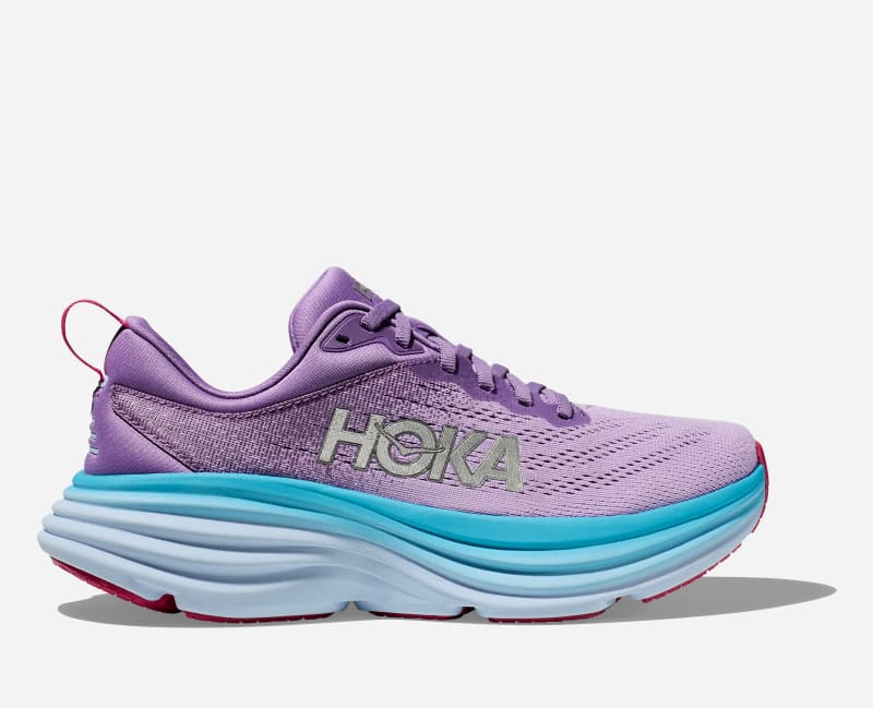 HOKA Women's Bondi 8 Running Shoes in Chalk Violet/Pastel Lilac, Size 9