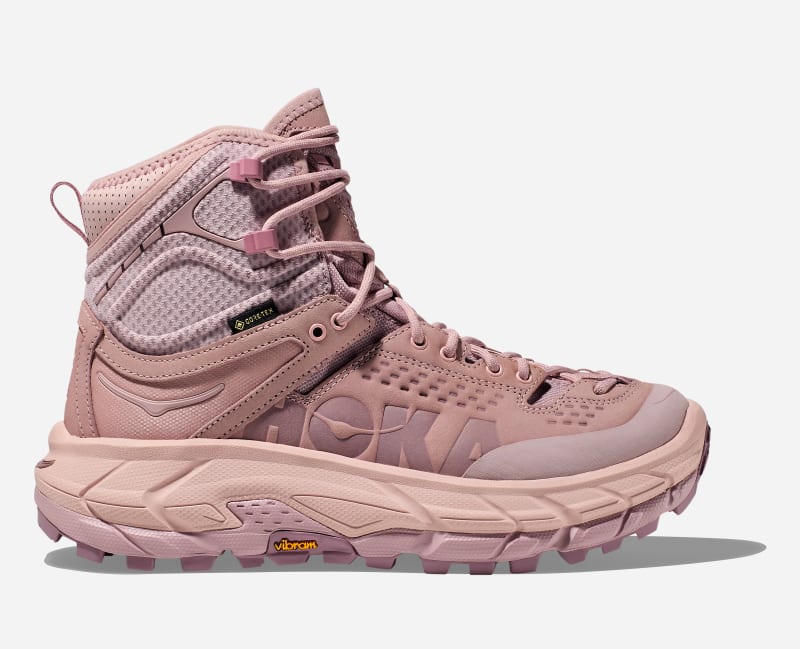 HOKA Tor Ultra Hi GORE-TEX Hiking Shoes in Pale Mauve/Peach Whip, Size 11.5