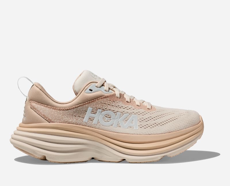 HOKA Men's Bondi 8 Road Running Shoes in Shifting Sand/Eggnog, Size 10.5