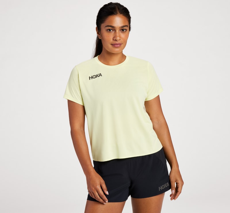 HOKA Women's Short Sleeve in Luminary Green, Size Small