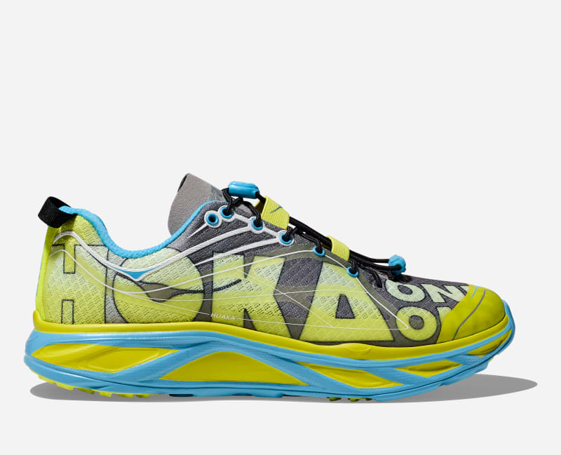HOKA Huaka Origins Lifestyle Shoes in Evening Primrose/Diva Blue, Size 12.5