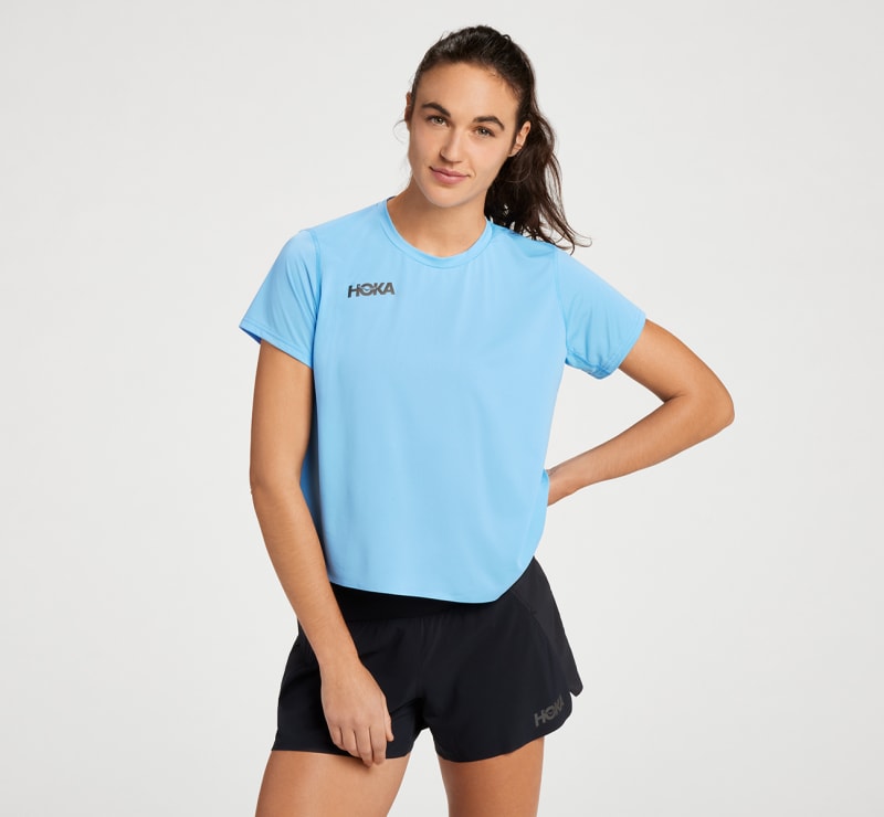 HOKA Women's Short Sleeve in All Aboard, Size XS