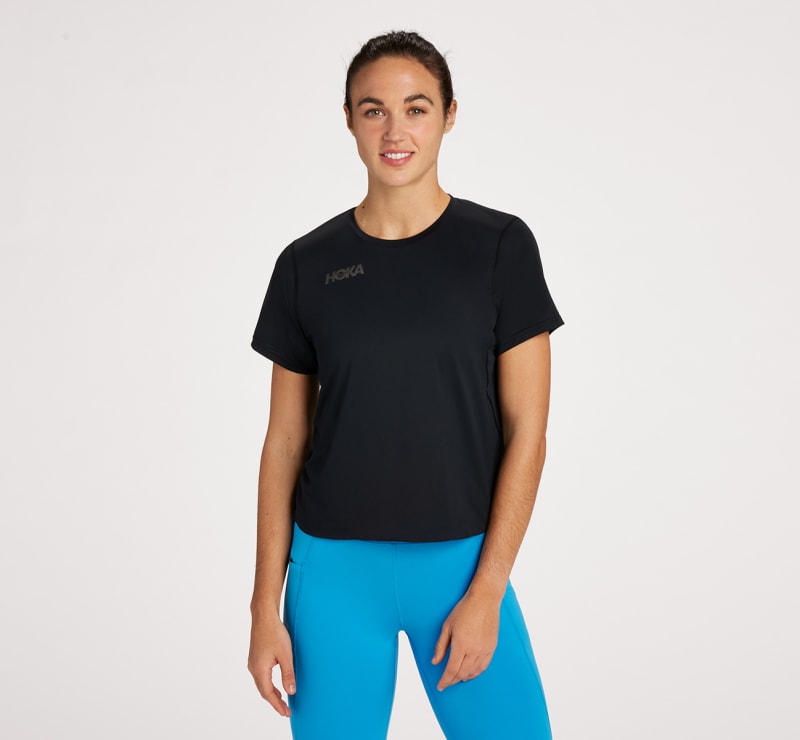 HOKA Women's Short Sleeve in Black, Size XXL