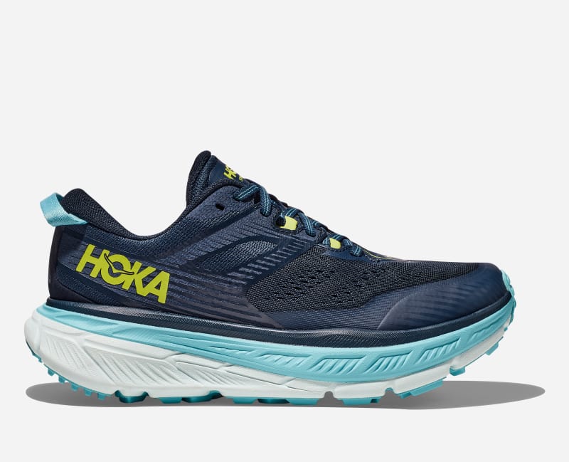 HOKA Women's Stinson 6 All-Terrain Running Shoes in Outer Space/Blue Glass, Size 7