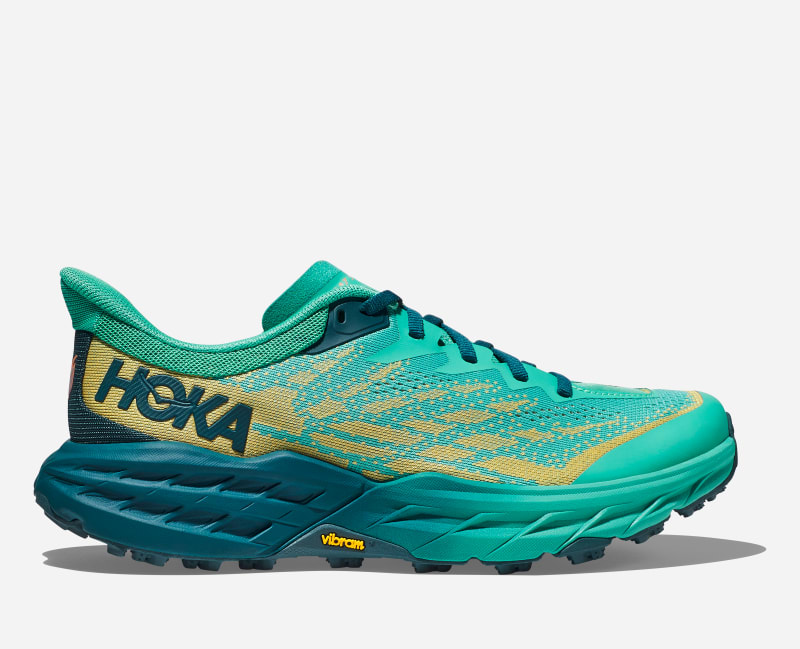 HOKA Women's Speedgoat 5 All-Terrain Running Shoes in Deep Teal/Water Garden, Size 9.5
