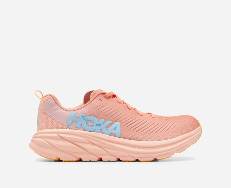 HOKA Women's Rincon 3 Running Shoes in Shell Coral/Peach Parfait, Size 3.5 W