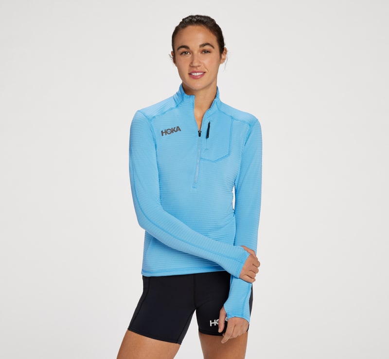 HOKA Shirt met halve rits voor Dames in All Aboard, maat M | Shirts Met Lange Mouwen