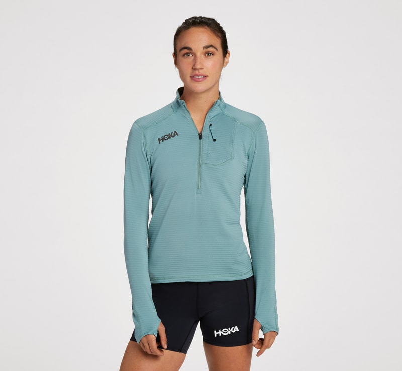 HOKA Shirt met halve rits voor Dames in Trellis, maat XS | Shirts Met Lange Mouwen