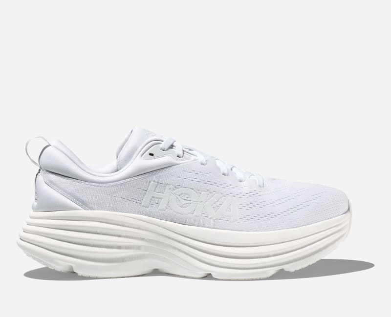 HOKA Men's Bondi 8 Running Shoes in White, Size 41 1/3