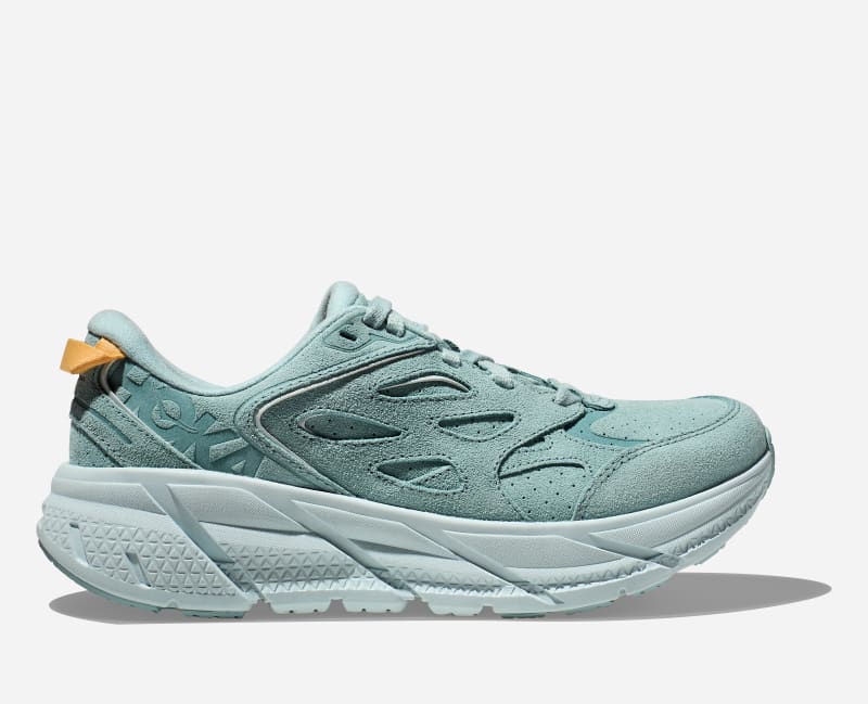 HOKA Clifton L Suede Walking Shoes in Cloud Blue/Ice Flow, Size 9.5