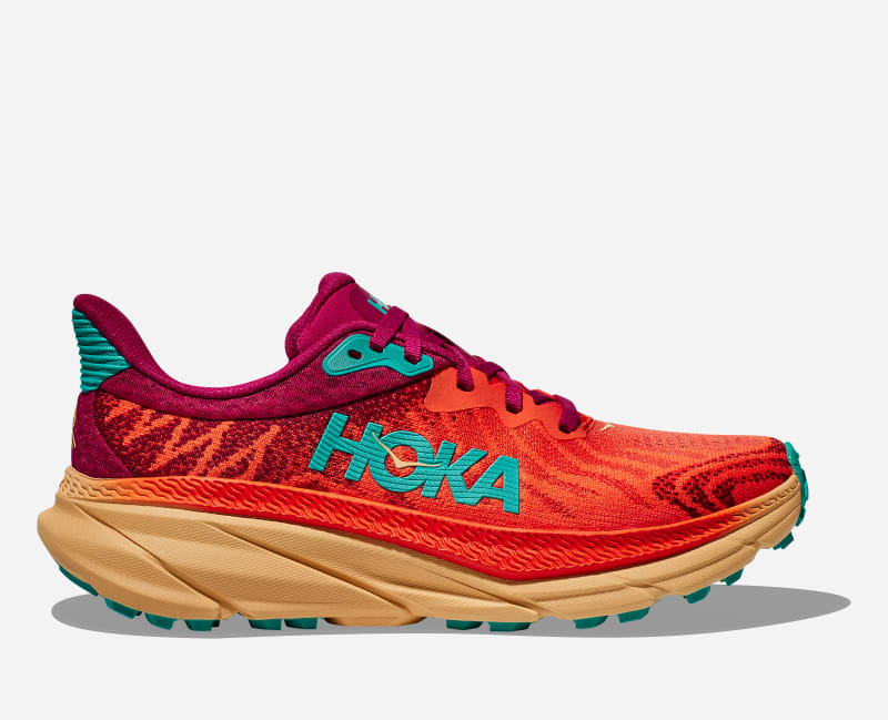 HOKA Men's Challenger 7 Road Running Shoes in Flame/Cherries Jubilee, Size 13.5