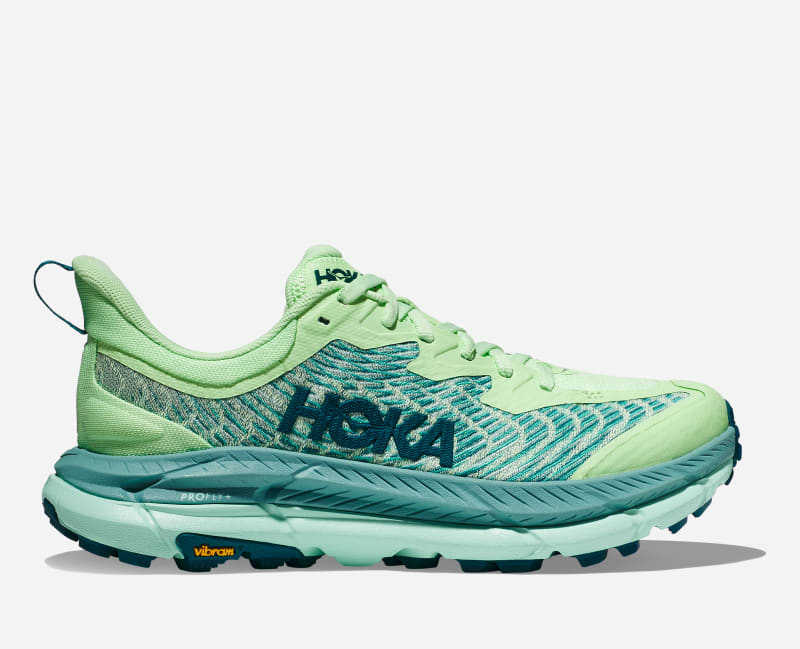 HOKA Women's Mafate Speed 4 Trail Shoes in Lime Glow/Ocean Mist, Size 9.5