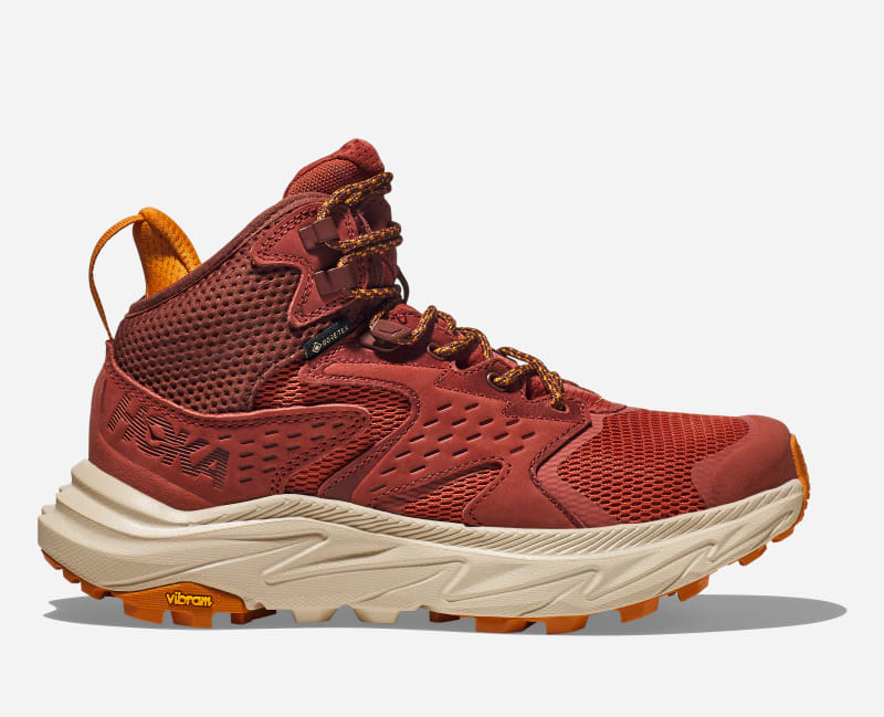 HOKA Women's Anacapa 2 Mid Gore-Tex Hiking Hiking Shoes in Hot Sauce/Shifting Sand, Size 36 2/3
