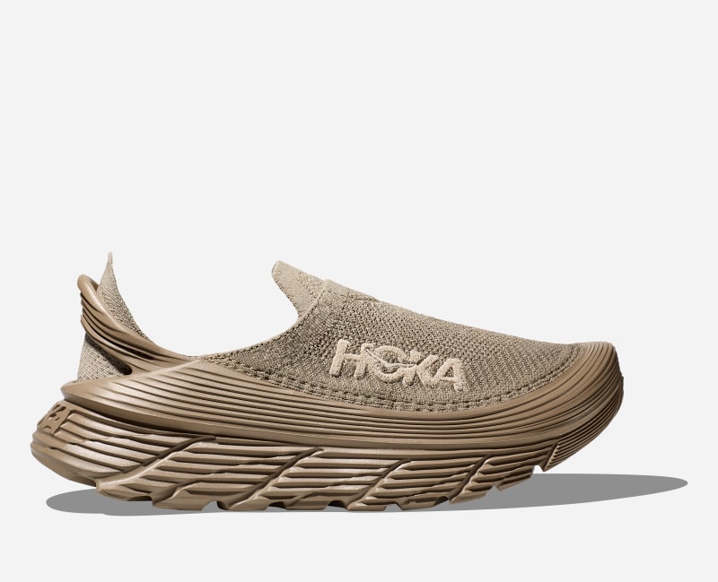 HOKA Restore TC Recovery Shoes in Dune/Oxford Tan, Size 6.5