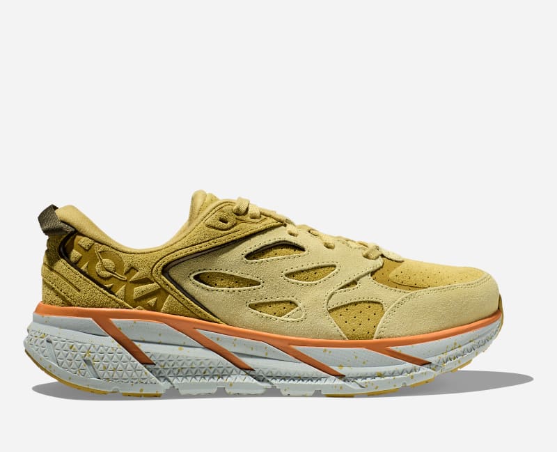 Hoka One One  Clifton L Suede Mens Size 11 Running Shoes Golden Lichen Yellow Mens Hoka One One Clifton L Suede Golden Lichen Yellow Gold  main image 3