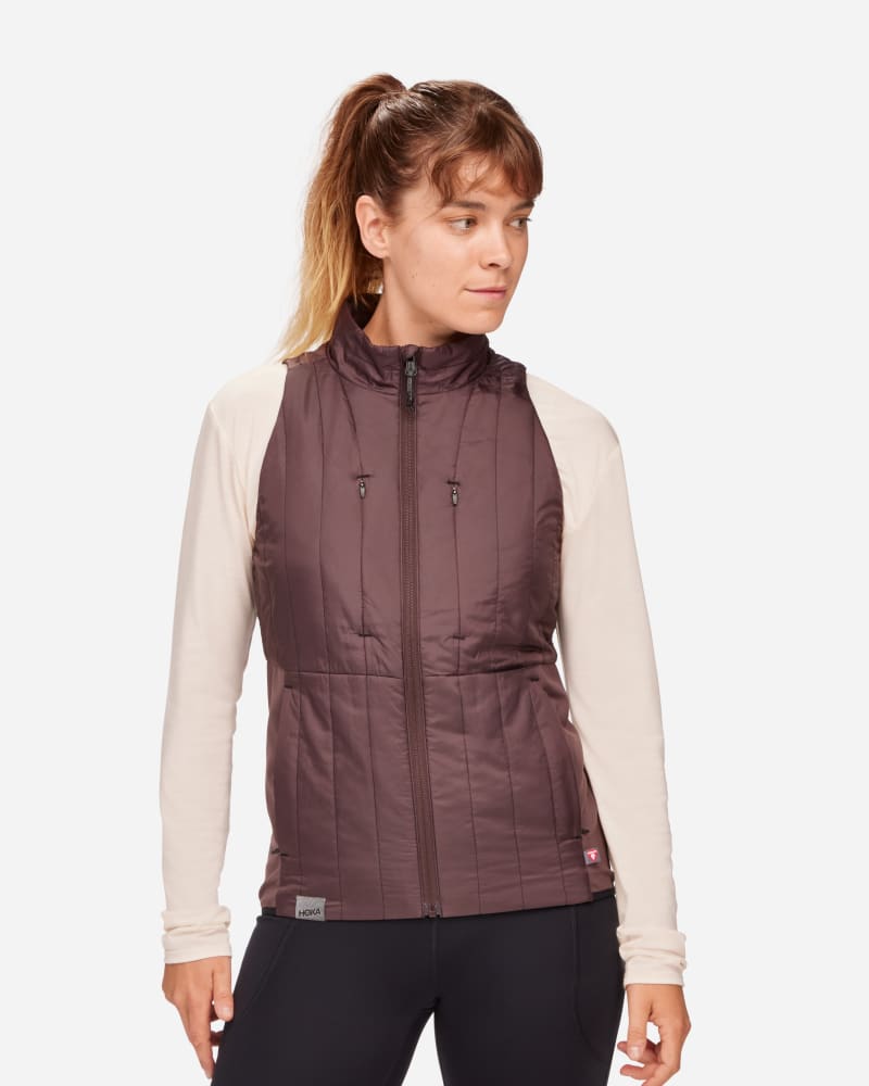 hoka gilet coldsnap pour femme en raisin taille m | débardeurs