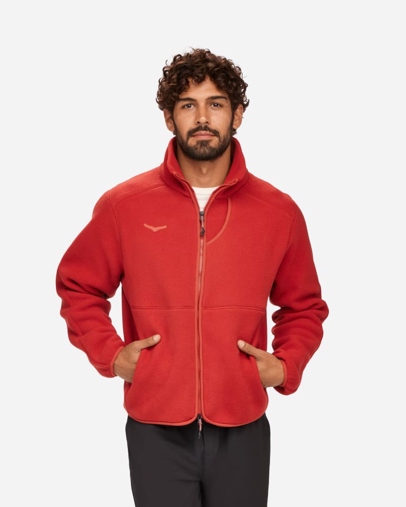HOKA ridgetop full-glidelås fleece i rust, størrelse: XL