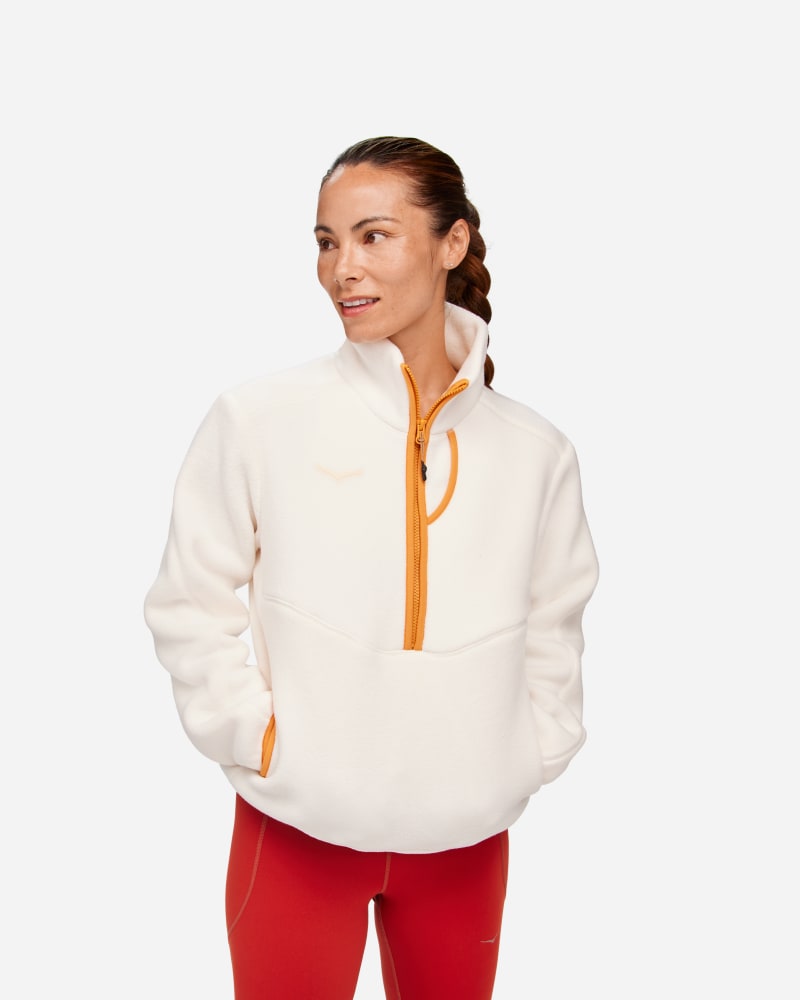 HOKA Ridgetop-fleece met halve rits voor Dames in Eggnog, maat XL | Fleeces En Hoodies