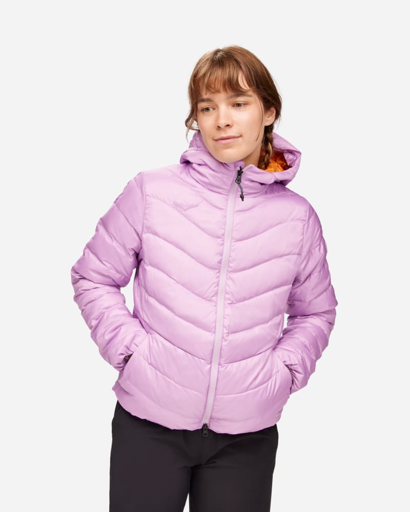 HOKA Women's Outseeker Down Jacket in Violet Bloom, Size Medium