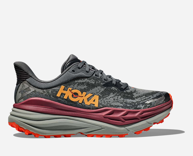 HOKA Men's Stinson 7 All-Terrain Running Shoes in Castlerock/Cabernet - 1141530-CCBRN