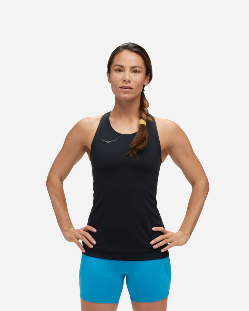 HOKA Women's Hupana Tank in Black, Size Medium