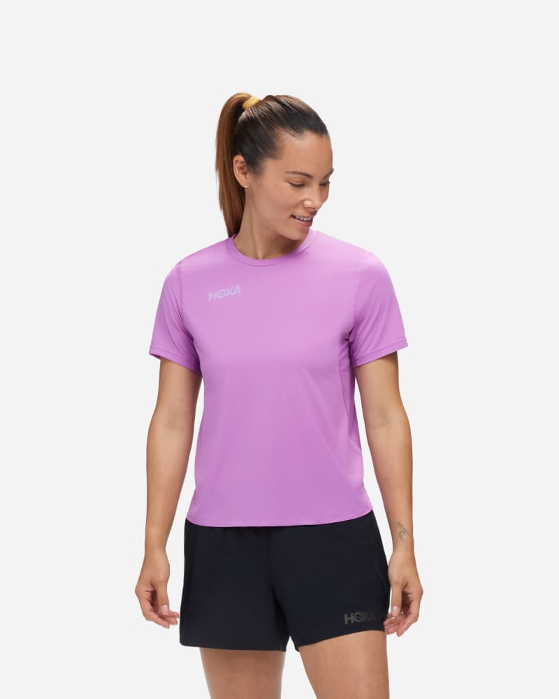 HOKA Women's Short Sleeve in Orchid Flower, Size XL
